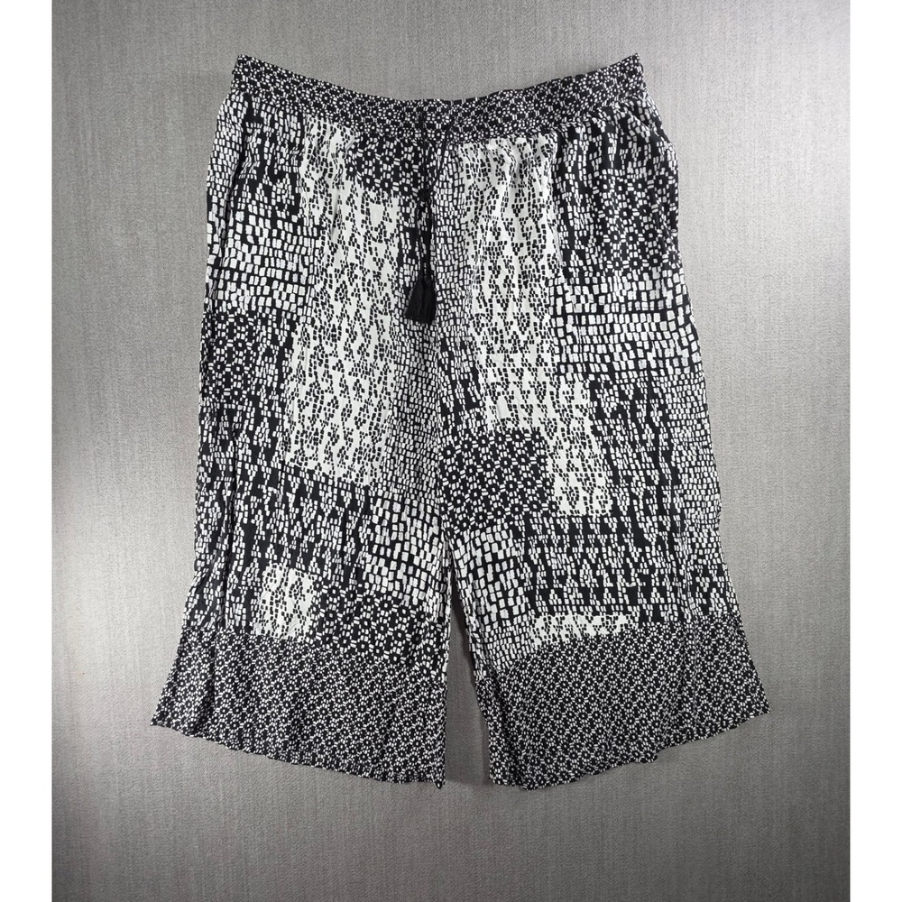 Simply Vera Vera Wang Wide Leg Capri Womens XL Black White‎ Geometric Tassel